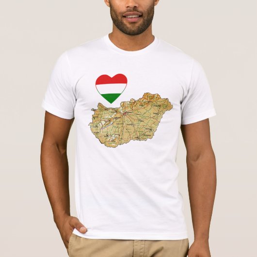 Ungarn-Flaggen-Herz und Karten-T - Shirt (Vorderseite)