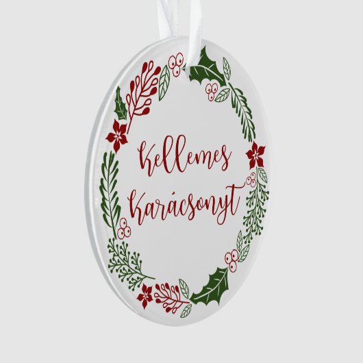 Ungarn Frohe Weihnachtsfrau Kellemes Karácsonyt Ornament (Vorderseite)