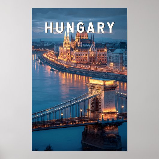 Ungarn Illustration Reise Kunst Vintage Poster (Vorne)