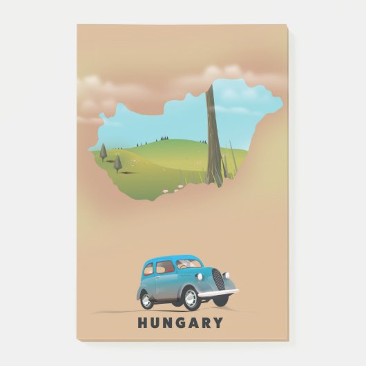 Ungarn Illustriertes Reiseplakat Post-it Klebezettel (Vorderseite)
