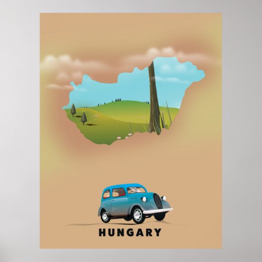 Ungarn Illustriertes Reiseplakat Poster (Vorne)