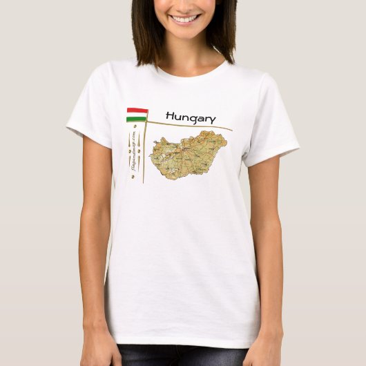 Ungarn Karte + Flagge + T - Shirt (Vorderseite)