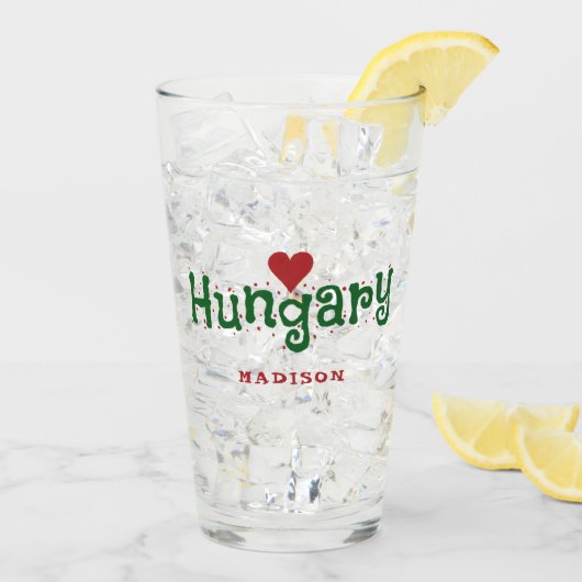 Ungarn Liebe individuelle Name Pint Glas (Rückseite Ice)