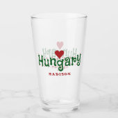 Ungarn Liebe individuelle Name Pint Glas (Vorderseite)