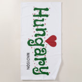 Ungarn Liebe individuelle Name Strandtuch (Vorderseite)