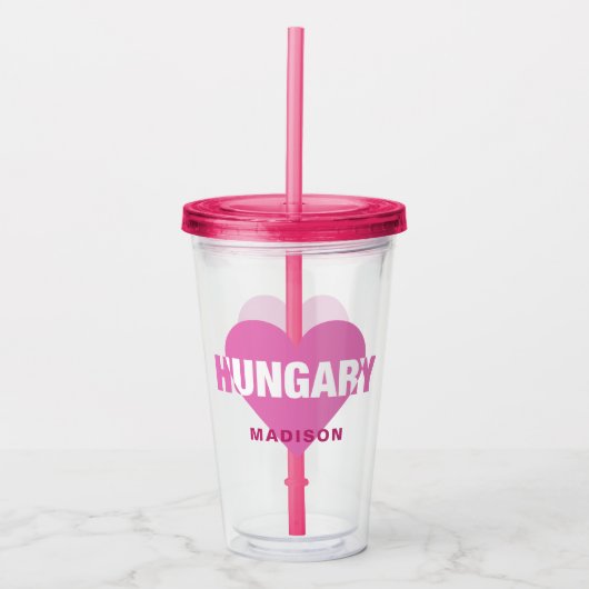 Ungarn Liebe individuelle Name Tumblers Acryltrinkbecher (Vorderseite)