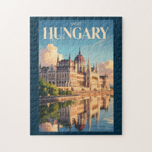 Ungarn Parlament Illustration Reise Kunst Vintage Puzzle