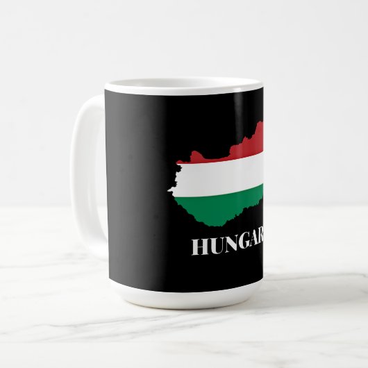 Ungarn, Silhouette und Flagge Kaffeetasse (Vorderseite Links)