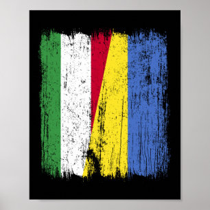 Ungarn Ukraine Halbflagge Ungarisch Ukrainisches E Poster