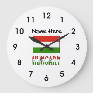 Ungarn und Ungarische Flagge Personalisiert  Große Wanduhr