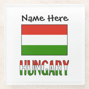 Ungarn und Ungarn-Flagge Personalisiert Glasuntersetzer