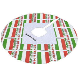 Ungarn Ungarische Flagge Kachel Schwarz Personalis Leinenimitat Weihnachtsbaumdecke