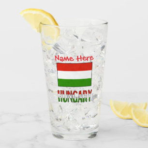 Ungarn Ungarische Flagge Rot Personalisiert Glas