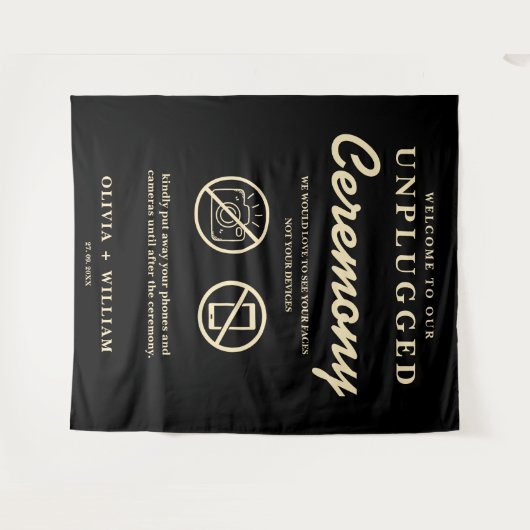 Ungebettete Zeremonie Schwarzer Butter Gelber Hint Wandteppich (Vorderseite (Horizontal))