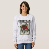 Ungebrochene Rose Stickereikunst Sweatshirt (Vorne ganz)