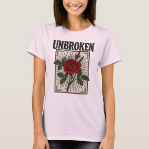 Ungebrochene Rose Stickereikunst T-Shirt