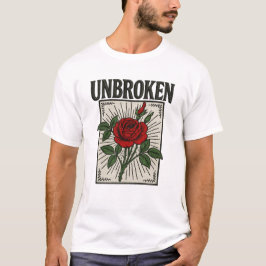 Ungebrochene Rose Stickereikunst T-Shirt
