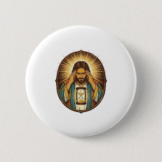 Ungeduldiger Jesus Ladeuhr Langsames Internet Te Button (Vorderseite)