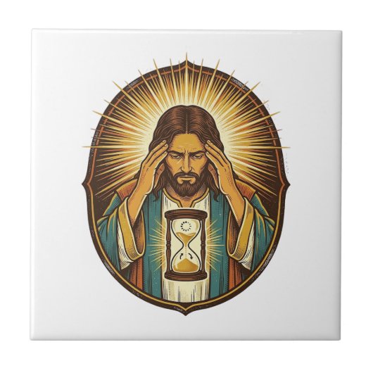 Ungeduldiger Jesus Ladeuhr Langsames Internet Te Fliese (Vorderseite)
