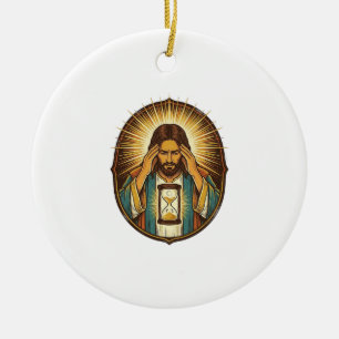 Ungeduldiger Jesus Ladeuhr Langsames Internet Te Keramik Ornament