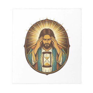Ungeduldiger Jesus Ladeuhr Langsames Internet Te Notizblock