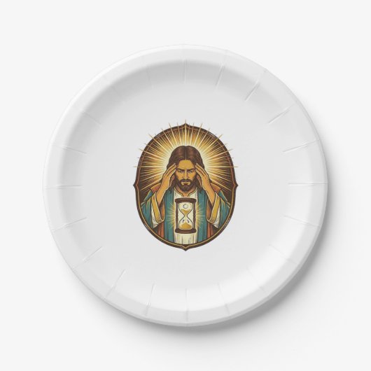 Ungeduldiger Jesus Ladeuhr Langsames Internet Te Pappteller (Vorderseite)
