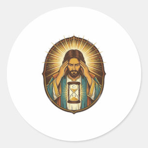 Ungeduldiger Jesus Ladeuhr Langsames Internet Te Runder Aufkleber