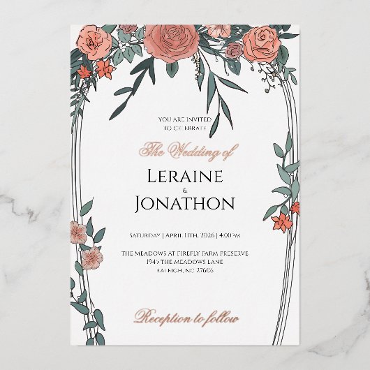 ungeeilte Einladung zur Hochzeit (Vorderseite)