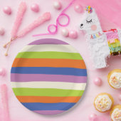 Ungefärbte Streifen: Blau, orange, Lila, grün und Pappteller (Party)