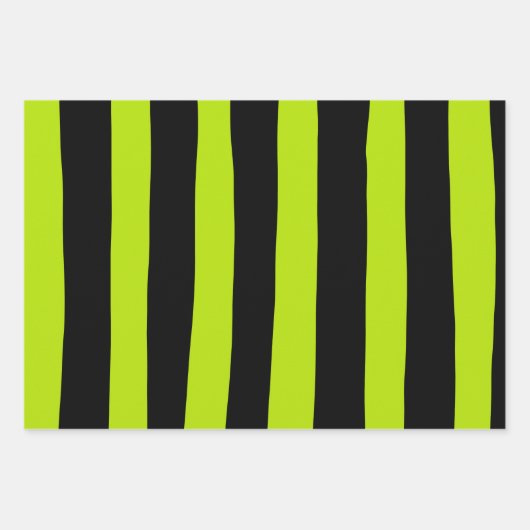 Ungefärbte Streifen - Kalkgrün und Schwarz Geschenkpapier Set (Vorderseite 2)