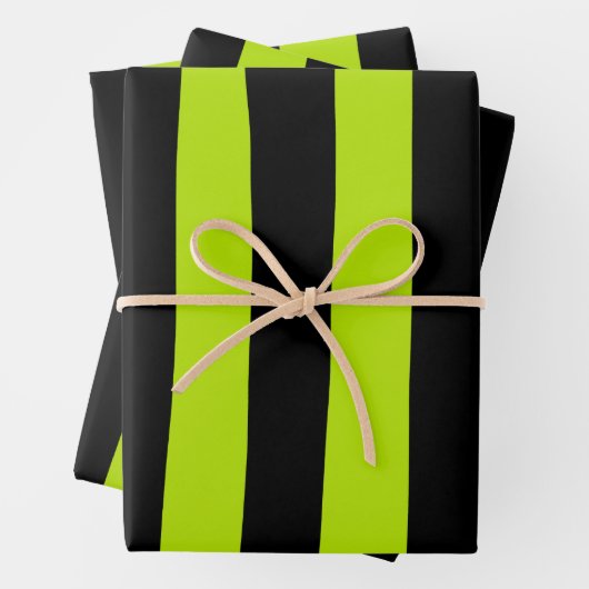 Ungefärbte Streifen - Kalkgrün und Schwarz Geschenkpapier Set (Beispiel)