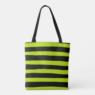 Ungefärbte Streifen - Kalkgrün und Schwarz Tasche