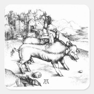 Ungeheueres Schwein Quadratischer Aufkleber