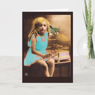 Ungekäfigte Raven Vintage-Foto-Geburtstagskarte Karte