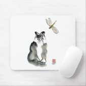 Ungenießbares Insekt [Libelle] und graues Kätzchen Mousepad (Mit Mouse)