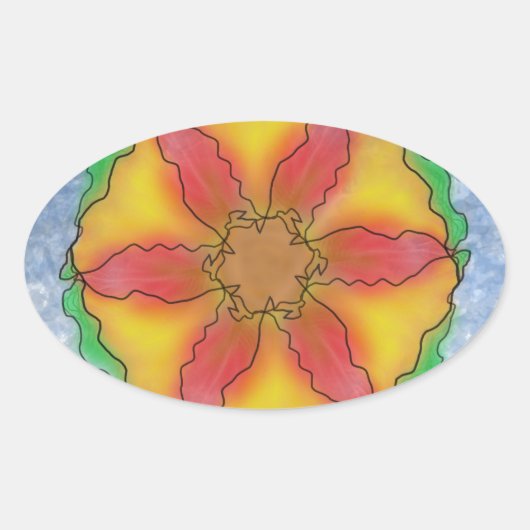 Ungerade Blume Ovaler Aufkleber (Vorderseite)