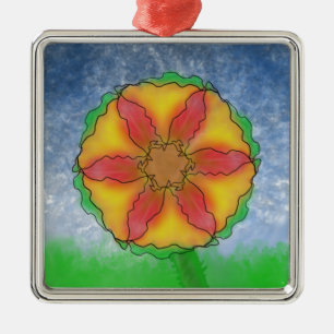 Ungerade Blume Silbernes Ornament