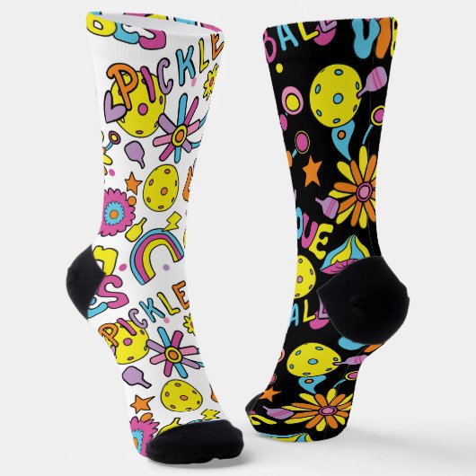 Ungerade 🤪, groovy, 90er, für coole Pickleballer  Socken (Gewinkelt)