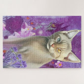 Ungerade Mit Augen Siamesküche lila Puzzle (Horizontal)