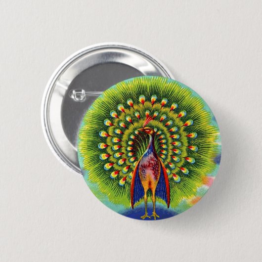 ungerade Pfauenprint Button (Vorne & Hinten)