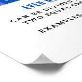 Ungerade und sogar Zahlen Grundmathematik Posters Poster (Ecke)