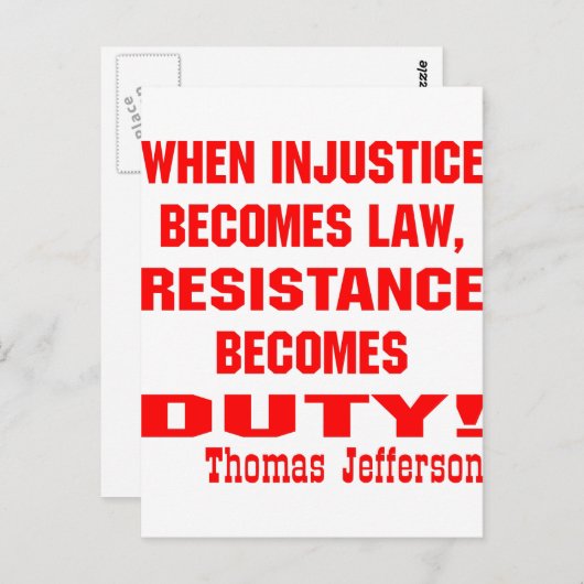 Ungerechtigkeit wird zu Rechtswiderstand zur Pflic Postkarte (Vorne/Hinten)