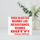 Ungerechtigkeit wird zu Rechtswiderstand zur Pflic Postkarte (Stehend Vorderseite)