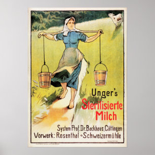 UNGER's sterilisierte pasteurisierte Milchkuh Poster