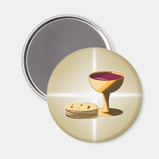 Ungesäuertes Brot und Wein Das letzte Abendessen O Magnet (Vorderseite/Rückseite)