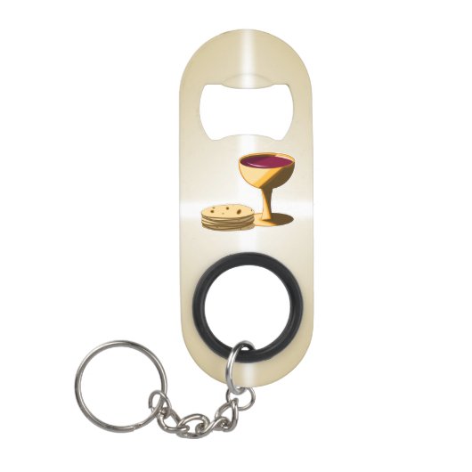 Ungesäuertes Brot und Wein Das letzte Abendessen O Mini Flaschenöffner (Vorderseite)