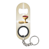 Ungesäuertes Brot und Wein Das letzte Abendessen O Mini Flaschenöffner (Rückseite)