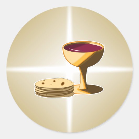 Ungesäuertes Brot und Wein Das letzte Abendessen O Runder Aufkleber (Vorderseite)