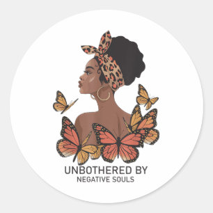 Ungestört von negativen Soulen Afro Black Girl But Runder Aufkleber