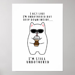 Ungestörte Katze mit Brille trinken Kaffee Poster